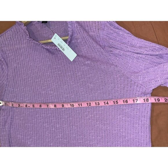 NWT J.Crew Lavender Ruffle Trim Knit Short Sleeve Top Women's Size Large - Picture 8 of 12